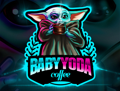 Baby Yoda Coffee Cartoon Logo animallogo baby babyyoda cartoon character cartoon illustration cartoonlogo coffee coffeeart customlogo design esports illustration logodesigns logoinspiration mascotlogo
