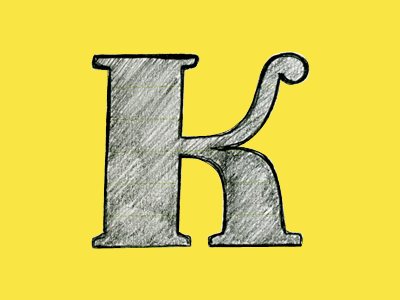 Sketchy K hand drawn k typography yellow