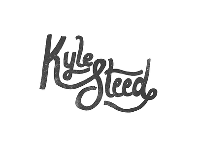 Kyle Steed in Script black hand-drawn identity lettering white working