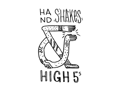 Hand Shakes & High Fives ampersand high five illustration
