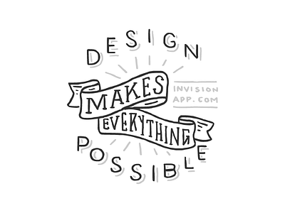 Design Makes Everything Possible black coaster hand drawn invision white wip