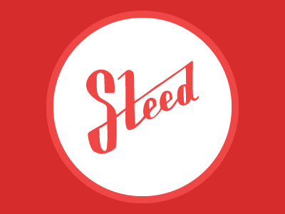 Steed Mark circle design hand drawn logo red steed white