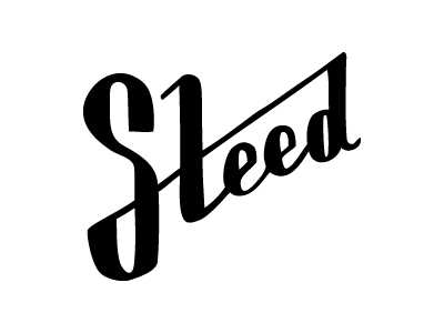 Steed Mark II black design hand drawn logo steed white