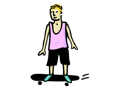 Skater blue illustration longboard pink skateboard summer wip