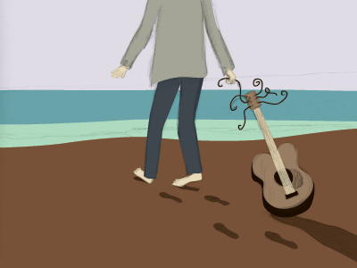 Broken Strings concept guitar illustration