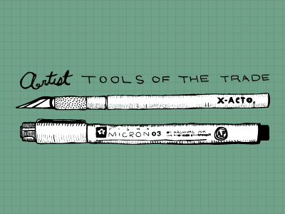 Tools Of The Trade artist hand drawn hand made micon tools trade x acto