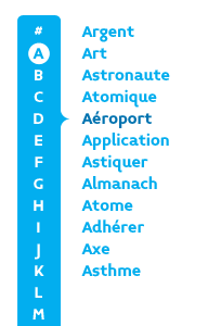 Abécédaire abc blue lexique navigation