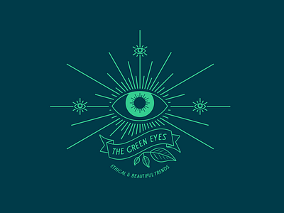 The green eyes, new visual identity eye illustration lines logo rays vintage