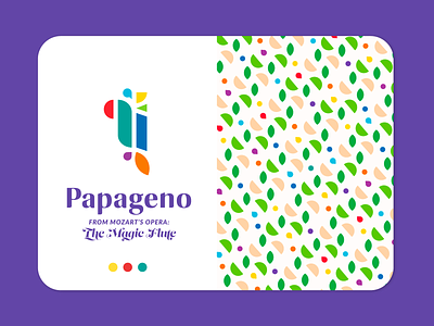 Papageno Brand adventure bird branding colorful design flat fun game geometric identity illustration papageno pattern pattern design purple repeating seamless shapes typography vector
