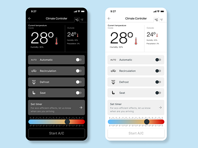 Car climate controller app design graphic minimal ui ux ux design web