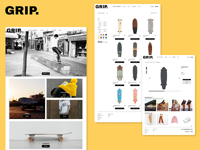 GRIP- Skateboarding design ecommerce ecommerce design ui uiux ux