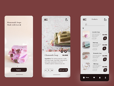 Organic Soap e-shop app design e commerce shop app ui ui design uiux