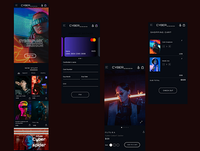 Cyberpunk fashion UI cyber cyberpunk ecommerce glitch mobile responsive shop ui ui design uiux