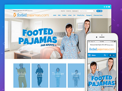 Footed Pajamas Redesign ecommerce pajamas shop shopping volusion website