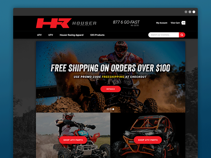 Houser Racing Storefront atv e commerce ecommerce racing shopping utv volusion website