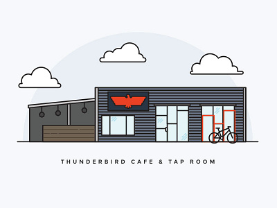 Thunderbird Cafe & Tap Room austin bike building cafe coffee icon illustration shop texas thunderbird