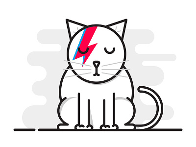 Bowie Cat is Sad... bowie cat david bowie icon illustration lightning sad