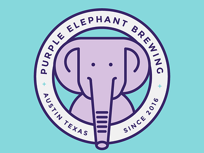 Purple Elephant Brewing badge elephant illustration