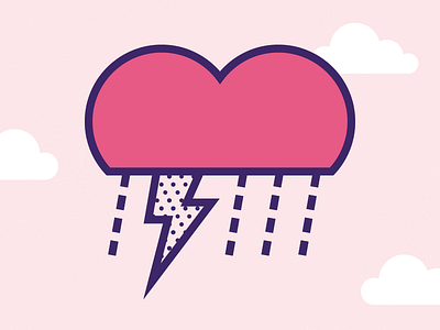 Broken Heart cloud heart illustration lightning storm