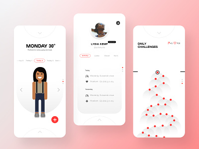 Threadbare 2.0 Product Explorations: Grey Gradient Orbs + Red color illustration mobile product product design ui