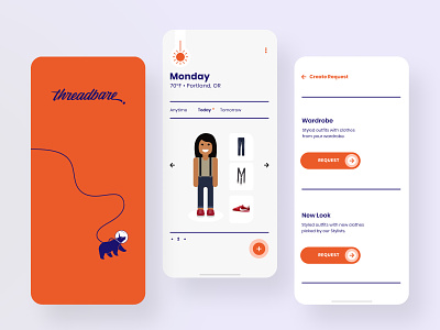 Threadbare 2.0 Product Explorations: Red+Purple color illustration mobile product product design type ui