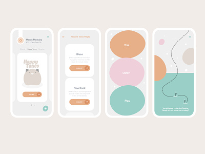 A gamified app to make and receive daily curated playlists. app branding design flat illustration typography ui ux vector