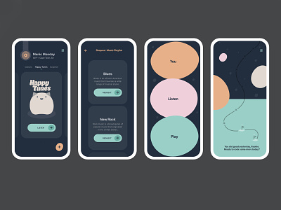 A gamified app to make and receive daily curated playlists. app design illustration illustrator type ui ux vector