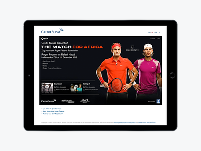 Credit Suisse — Roger Federer "Match for Africa" credit suisse dctrl development roger federer sponsoring swiss switzerland ui ux webdesign website zurich