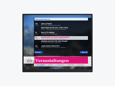 Hotel TV On-air design for Hapimag - Events dctrl design hapimag hotel swiss switzerland tv ui ux zurich