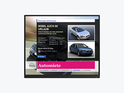 Hotel TV On-air design for Hapimag - Car rental dctrl design hapimag hotel resort swiss switzerland tv ui ux zurich