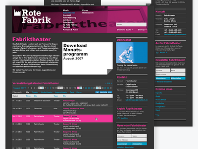 Website Rote Fabrik - Theater culture dctrl design development swiss switzerland theater ui ux webdesign website zurich
