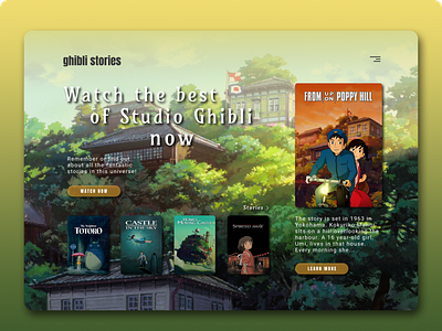 Ghibli Stories animation design ghibli interface ui ux website