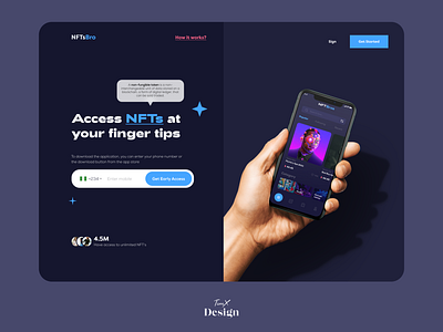 Landing page for NFT Mobile App