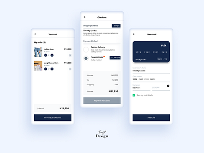 E-commerce Checkout Mobile app design concept.