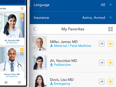 Broward Health Mobile UI + UX Design: Physican's Directory