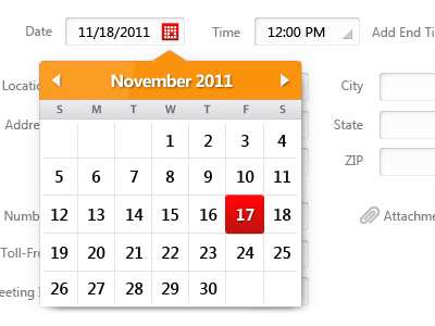 Infor Workspace Event Calendar black calendar date infor red the skins factory ui user interface white yellow