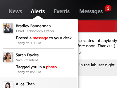 Infor Workspace Alerts Dropdown black date infor red the skins factory ui user interface white