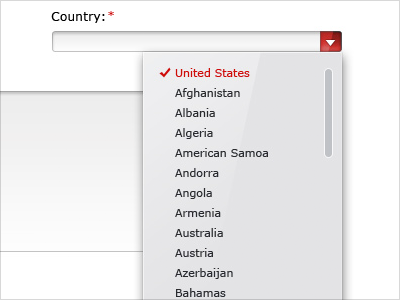 Infor Website Form Dropdown Menu design dropdown infor menu red scrollbar the skins factory ui user interface web design website white