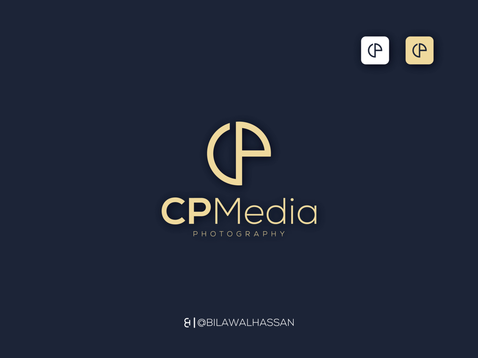 Cp c p letter modern logo design with yellow Vector Image