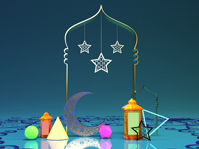 3d Rendering Beautiful Ramadan Abstract Background