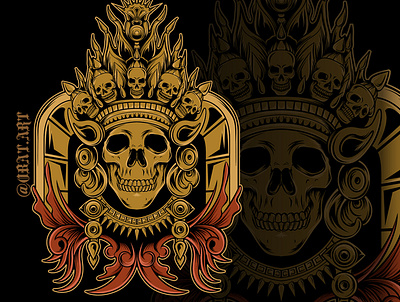 aztec skull illustration artwork aztec digital art drawing illustration illustrations skull skull art