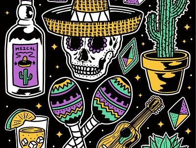 Dias De los Muertos album art hand drawn illustration illustration vector art