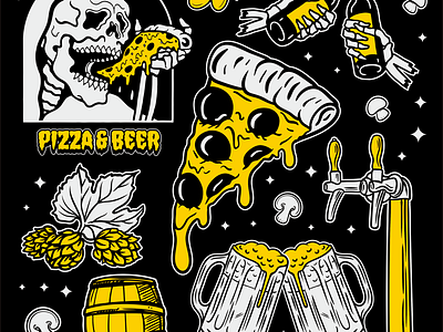Pizza & Beer illustration