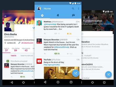 Overhauling the Twitter Experience on Android android material design overhaul twitter
