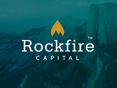 Rockfire logo fire icon identity logo minimal mountain rock slab