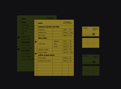 Menu for COFFEE. brandidentity brandidentitydesign branding coffeeroastery design graphicdesign logo visualidentity