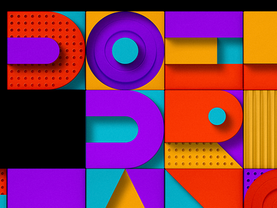 Colorful shapes 3d colorful illustration letters shapes typography