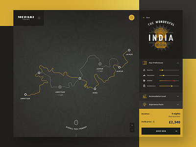 Meraki Travel - Itinerary builder screen