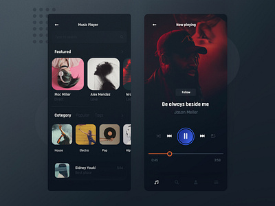Music Player concept app application audio concept design minimalist mobile music app music player ui ux