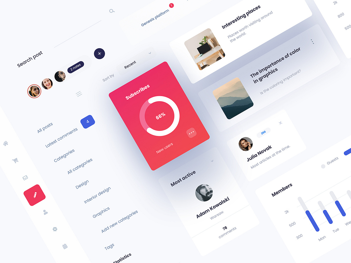 Blog Ui Dashboard by Tomasz Mazurczak on Dribbble